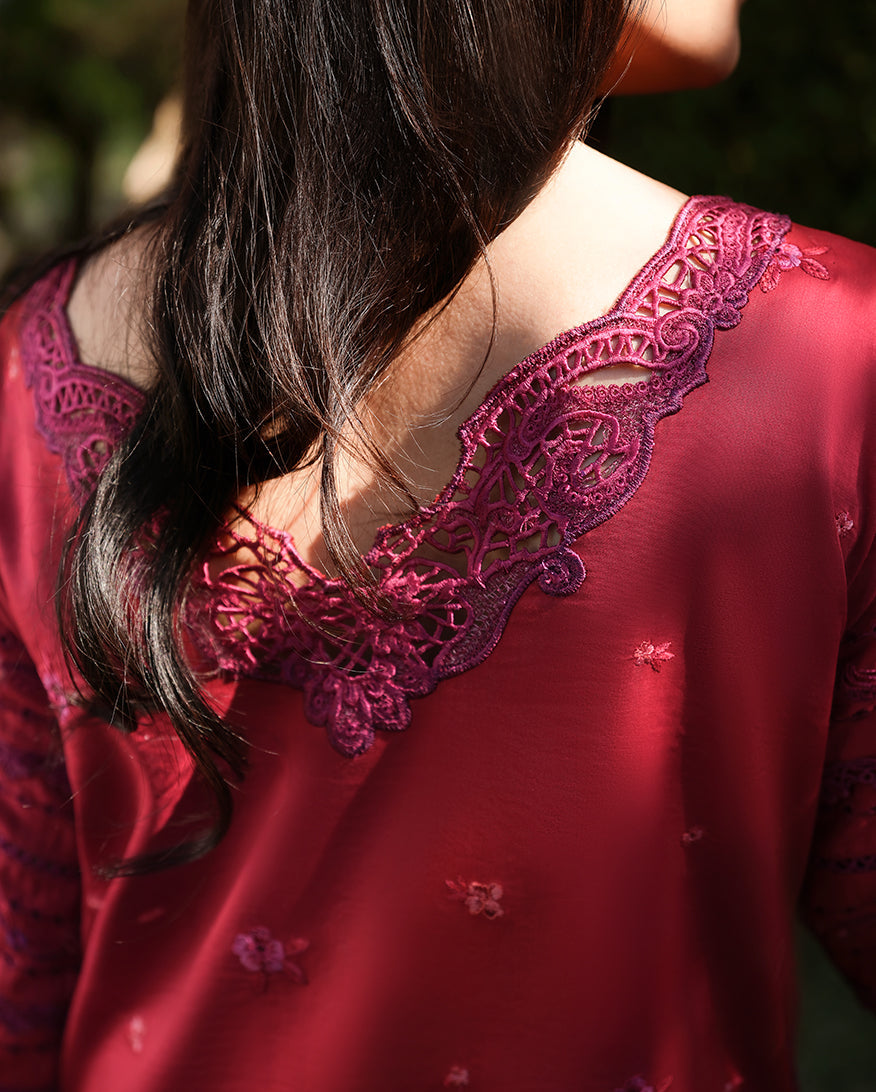 Mushq A Moi Chikan Embroidered Lawn Unstitched 3Pc Suit - Falling Petals
