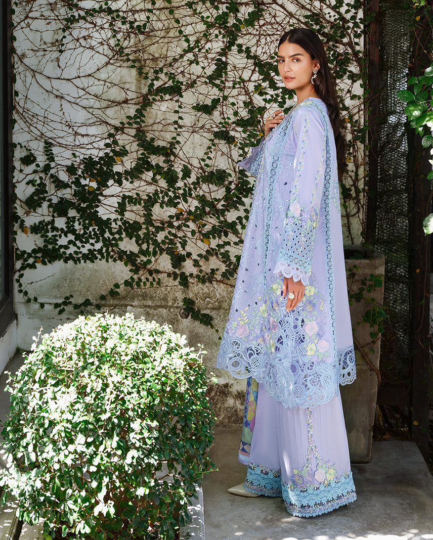 Mushq A Moi Chikan Embroidered Lawn Unstitched 3Pc Suit - Sweet Confession