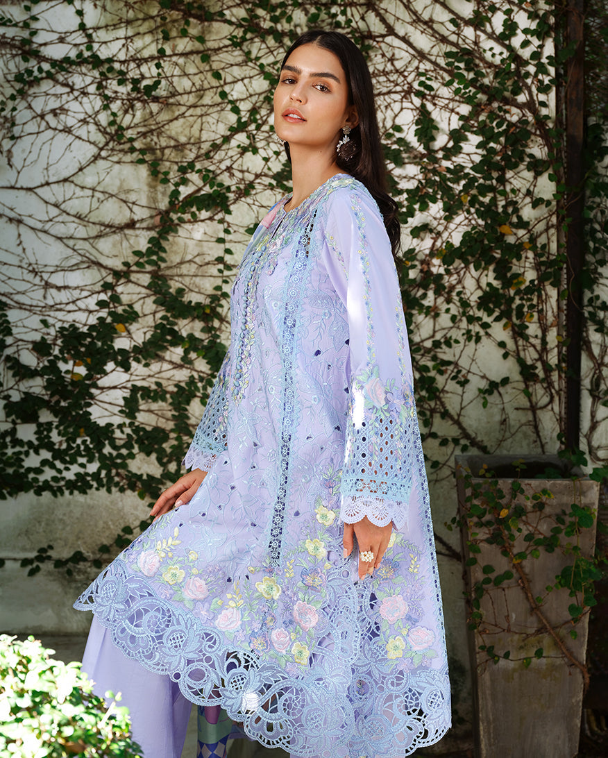 Mushq A Moi Chikan Embroidered Lawn Unstitched 3Pc Suit - Sweet Confession