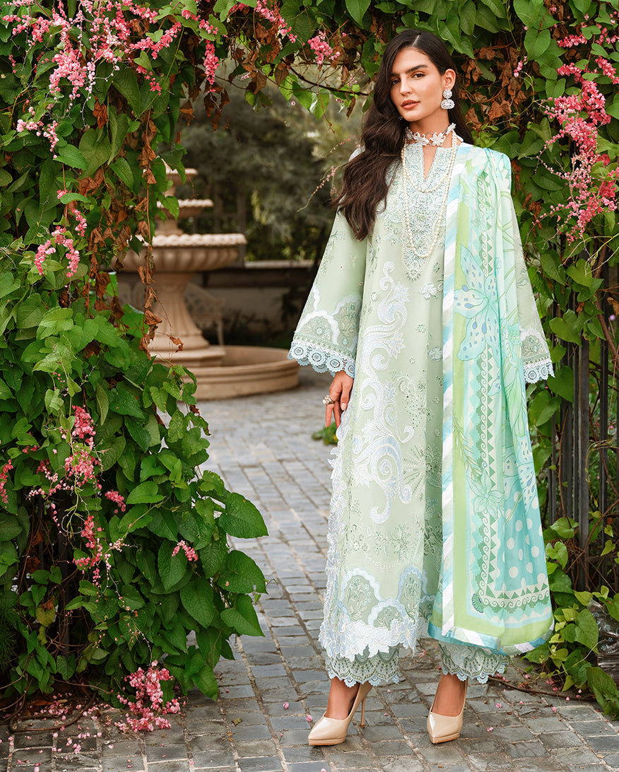 Mushq A Moi Chikan Embroidered Lawn Unstitched 3Pc Suit - Love Escape
