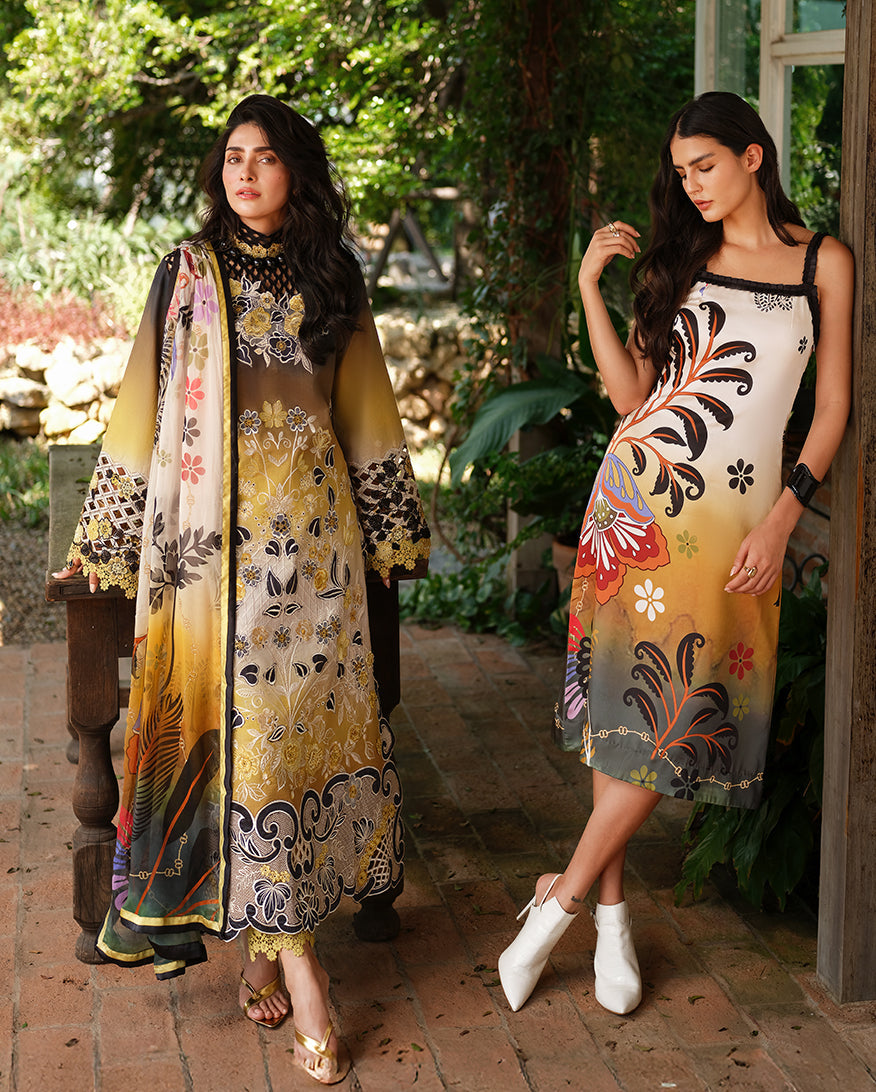 Mushq A Moi Chikan Embroidered Lawn Unstitched 3Pc Suit - Timeless Charm