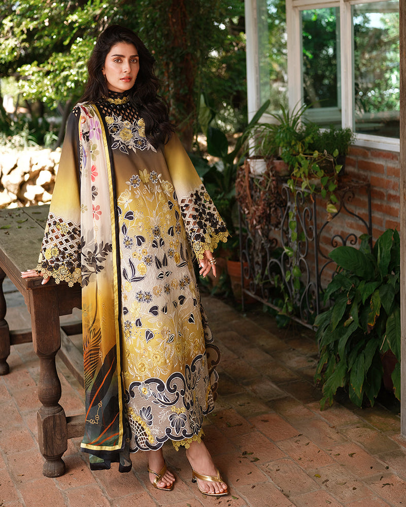 Mushq A Moi Chikan Embroidered Lawn Unstitched 3Pc Suit - Timeless Charm