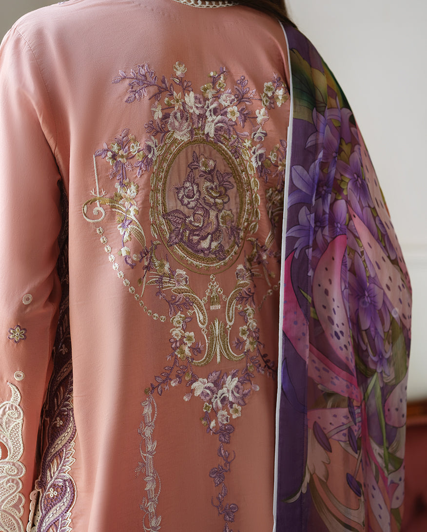 Mushq A Moi Chikan Embroidered Lawn Unstitched 3Pc Suit - Daisy Chain
