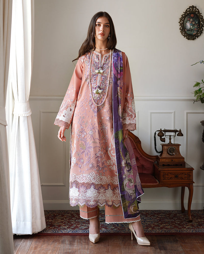 Mushq A Moi Chikan Embroidered Lawn Unstitched 3Pc Suit - Daisy Chain