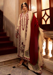 Crimson Aaleen Embroidered Khaddar Unstitched 3Pc Suit - Musafir