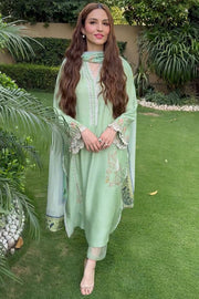 Afshan by Zoya & Fatima Embroidered Cotton Net 3Pc Suit - Mushk