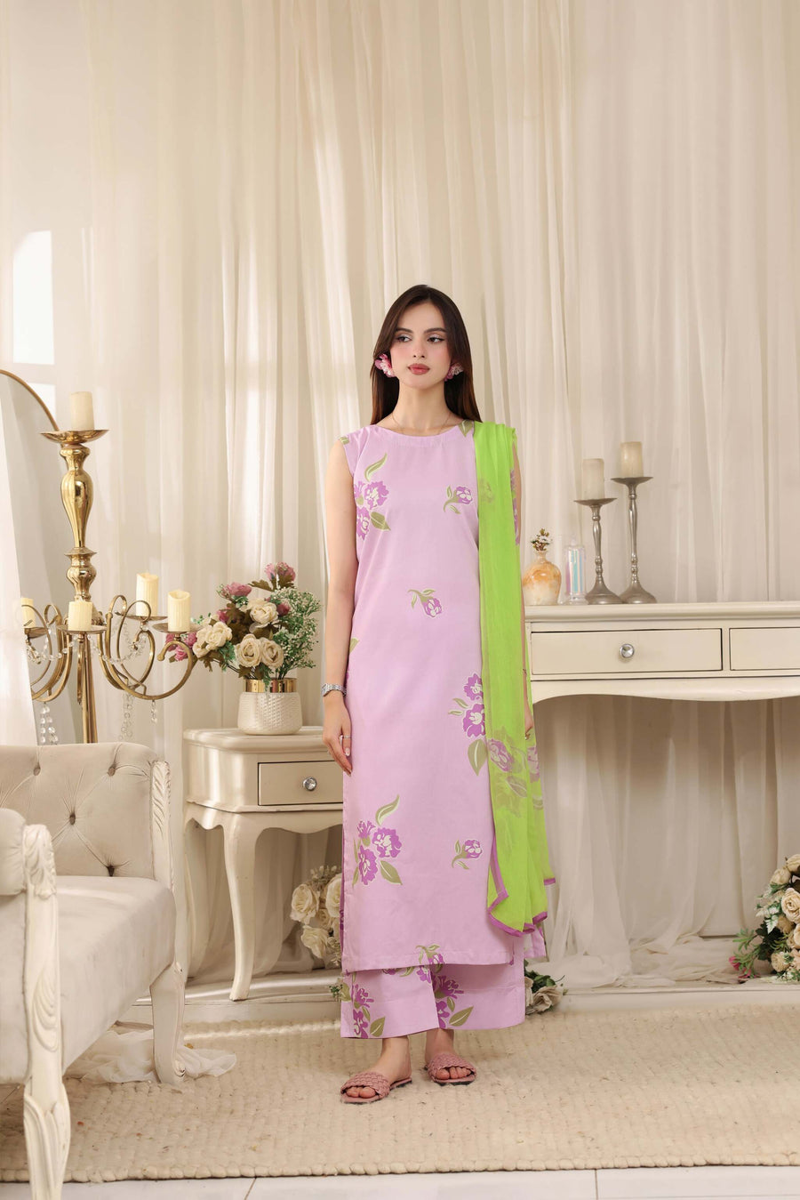 Feathers Threads of Poetry Unstitched Lawn 3Pc Suit Muted Majesty-FT763