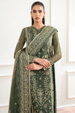 Farasha Essence Embroidered Chiffon Unstitched 3Pc Suit - Muted Moss