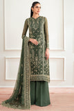 Farasha Essence Embroidered Chiffon Unstitched 3Pc Suit - Muted Moss