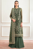 Farasha Essence Embroidered Chiffon Unstitched 3Pc Suit - Muted Moss