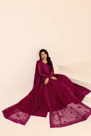 Farasha Luxury Formal Embroidered Chiffon Unstitched 3Pc Suit - Mystic Mauve