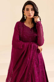 Farasha Luxury Formal Embroidered Chiffon Unstitched 3Pc Suit - Mystic Mauve