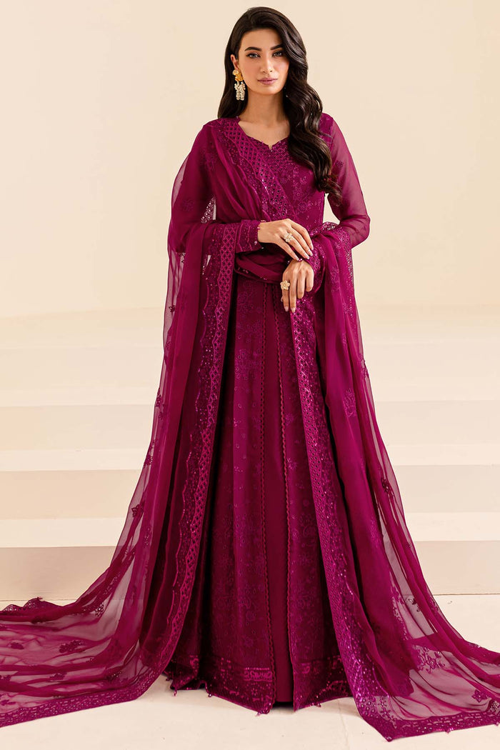 Farasha Luxury Formal Embroidered Chiffon Unstitched 3Pc Suit - Mystic Mauve
