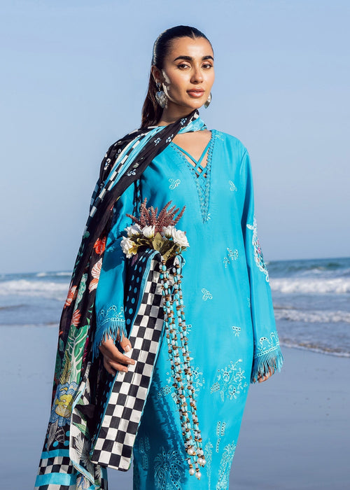 Sadaf Fawad Khan Siraa Vol-02 Unstitched Lawn 3Pc Suit - Mystic Sea