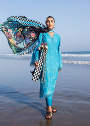 Sadaf Fawad Khan Siraa Vol-02 Unstitched Lawn 3Pc Suit - Mystic Sea