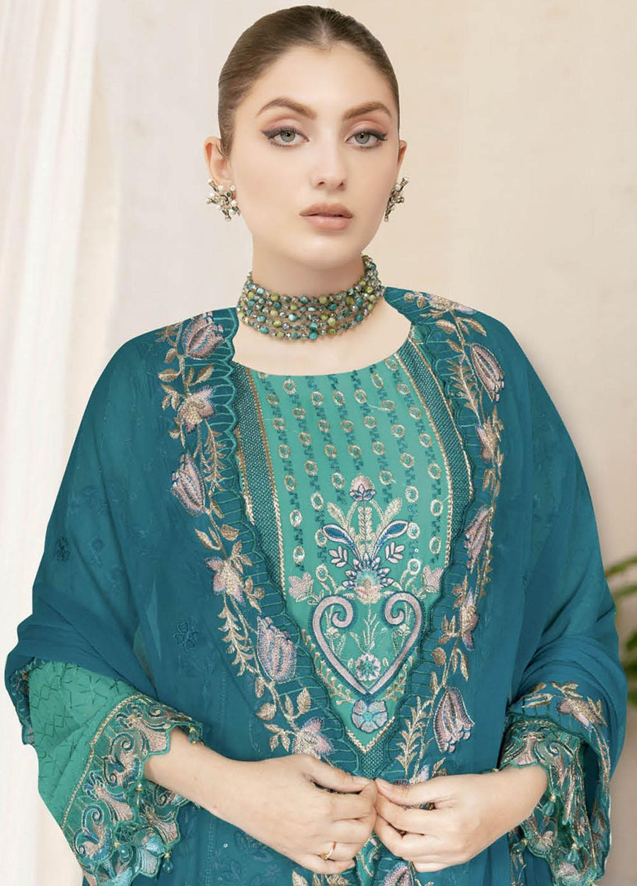 Ramsha Nayab Embroidered Chiffon Unstitched 3Pc Suit N-103