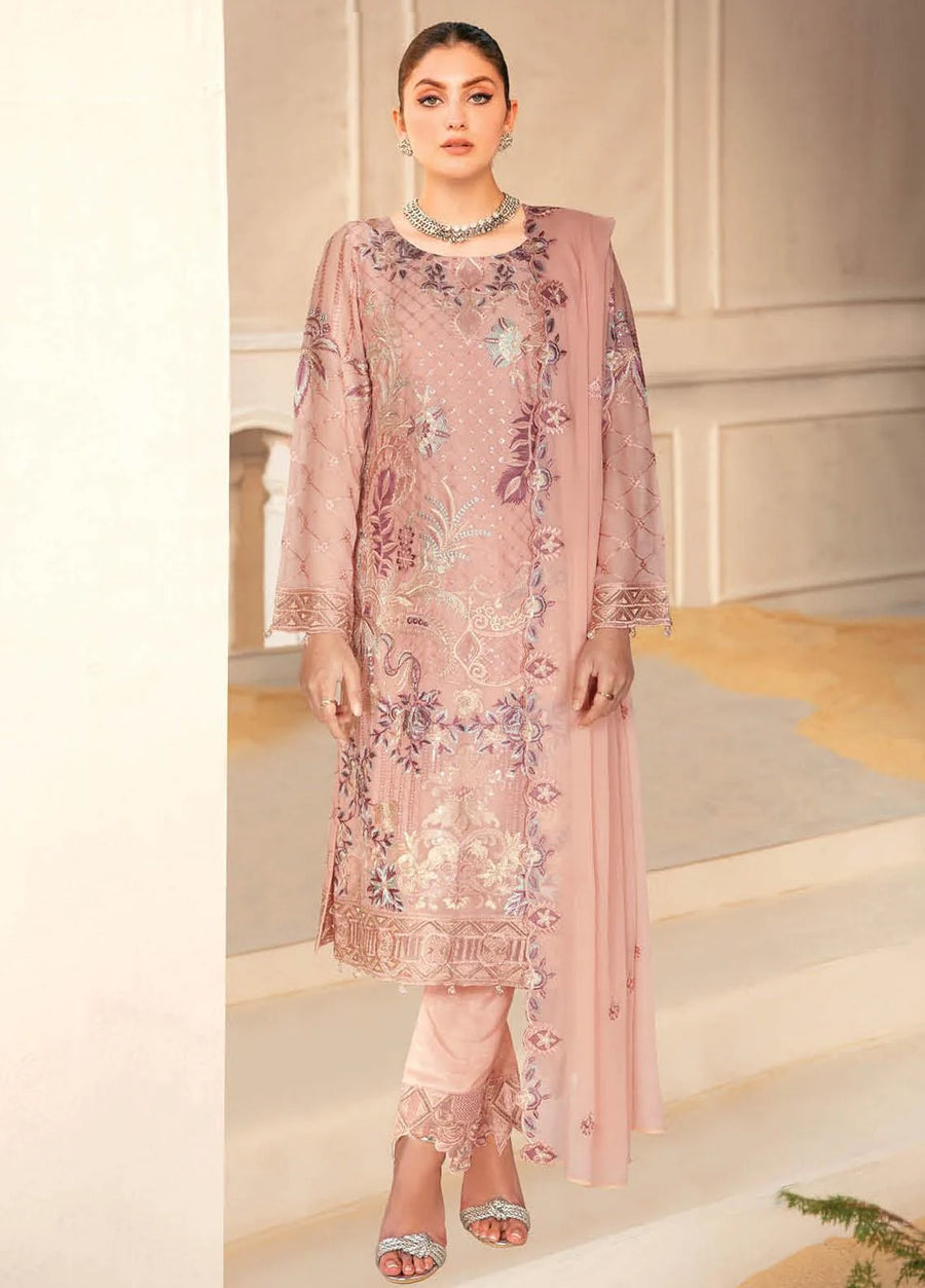 Ramsha Nayab Embroidered Chiffon Unstitched 3Pc Suit N-104