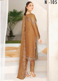 Ramsha Nayab Embroidered Chiffon Unstitched 3Pc Suit N-105