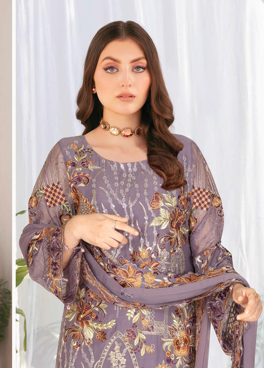 Ramsha Nayab Embroidered Chiffon Unstitched 3Pc Suit N-108