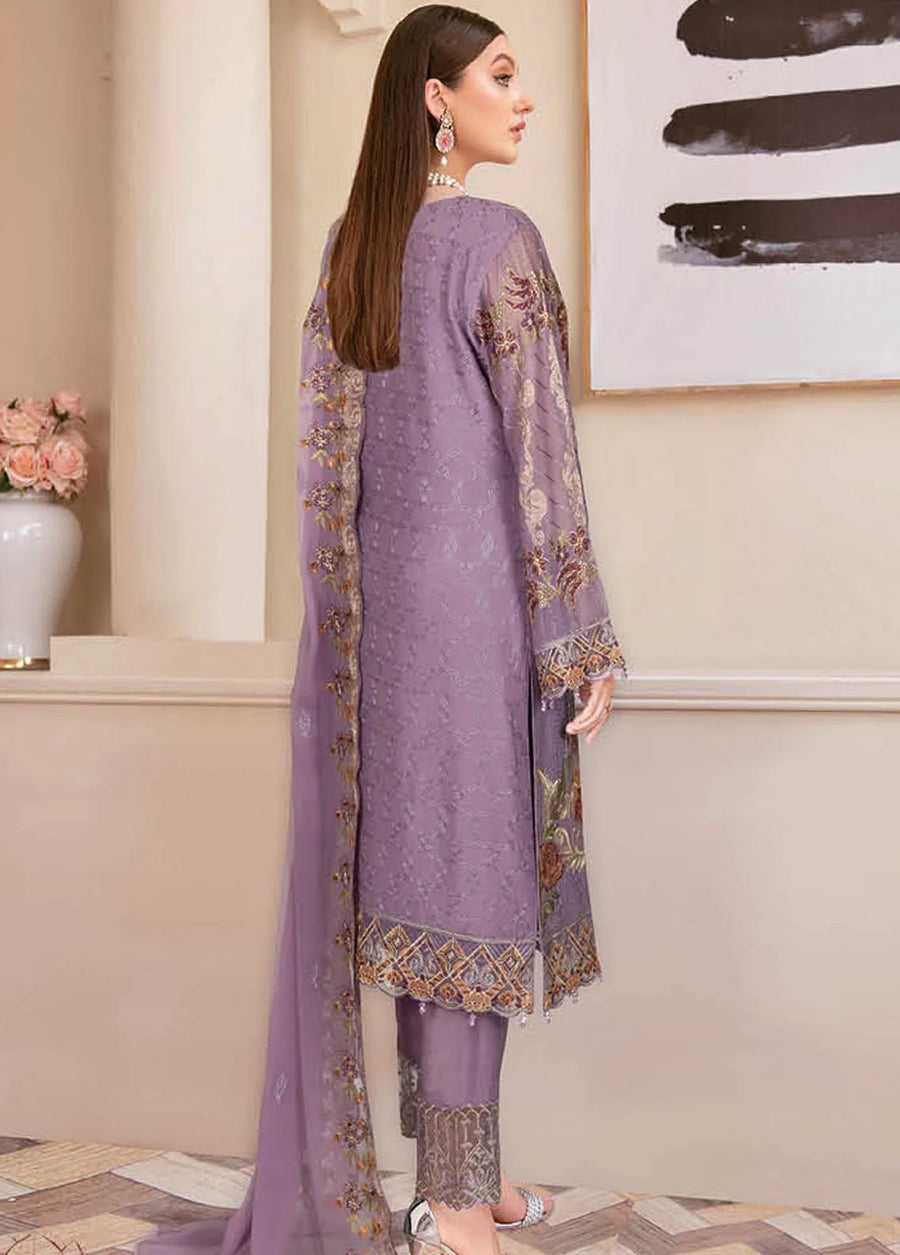 Ramsha Nayab Embroidered Chiffon Unstitched 3Pc Suit N-201