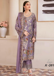 Ramsha Nayab Embroidered Chiffon Unstitched 3Pc Suit N-201
