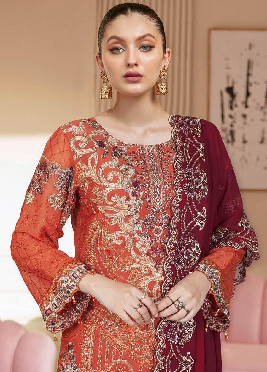 Ramsha Nayab Embroidered Chiffon Unstitched 3Pc Suit N-202