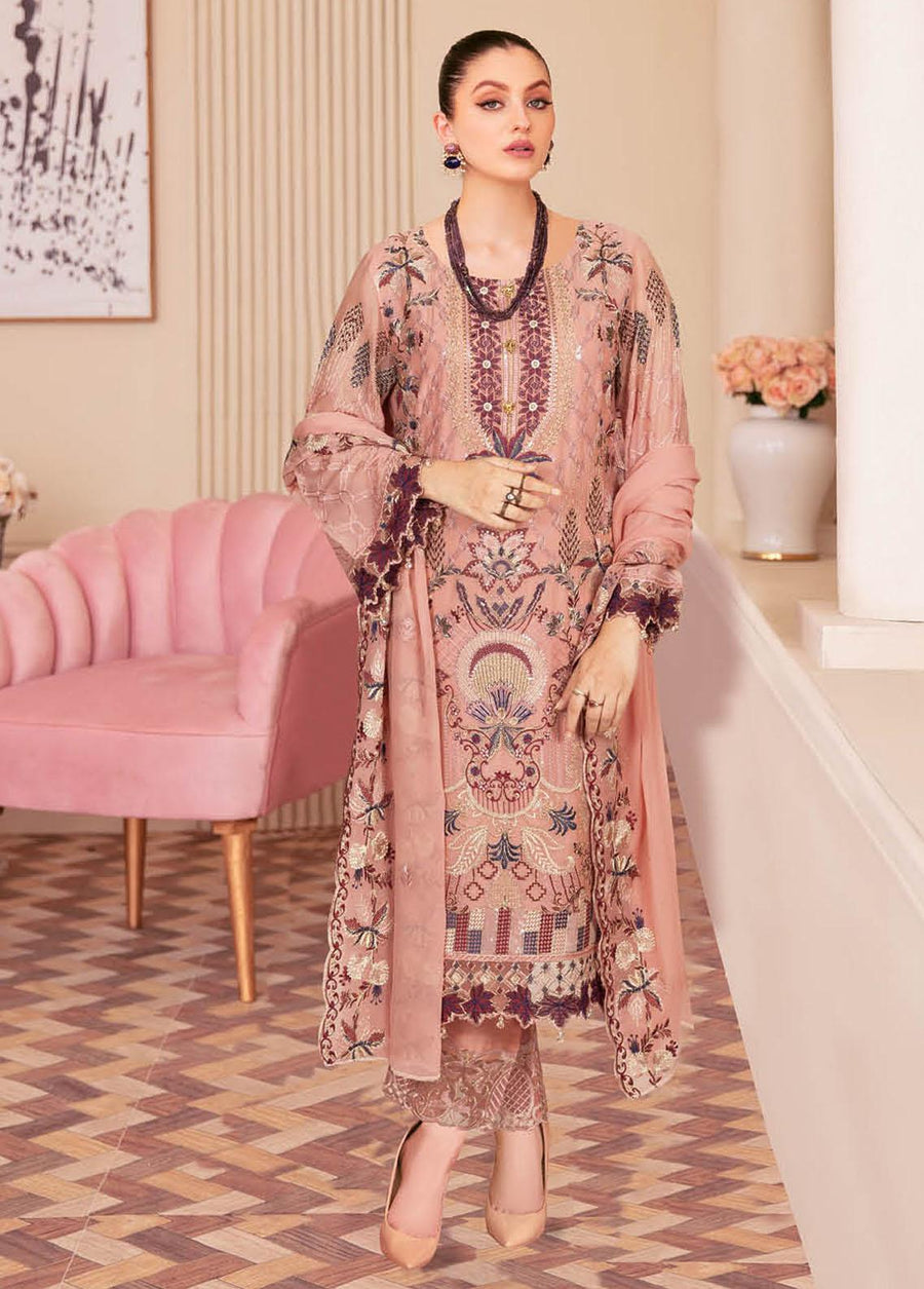 Ramsha Nayab Embroidered Chiffon Unstitched 3Pc Suit N-204