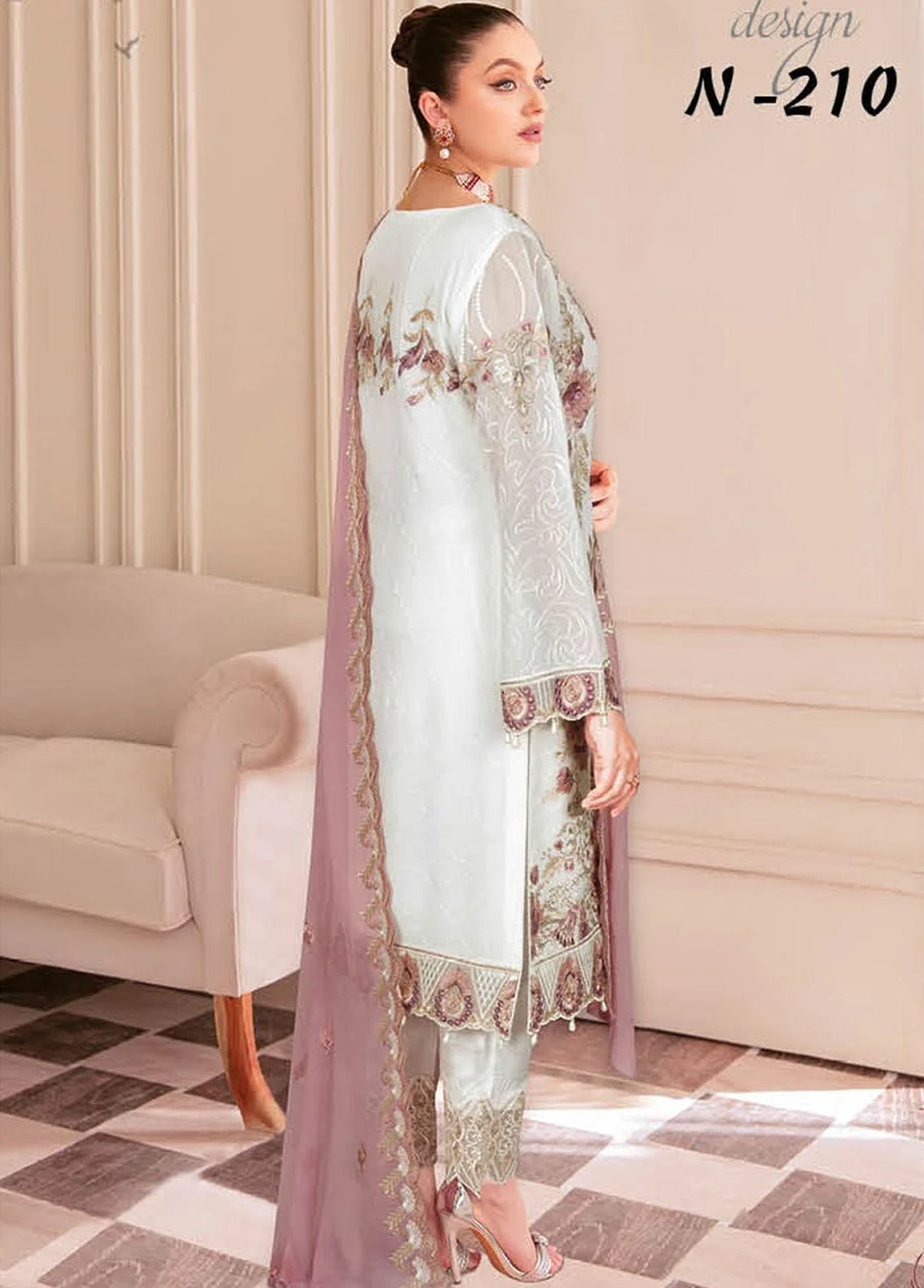 Ramsha Nayab Embroidered Chiffon Unstitched 3Pc Suit N-210