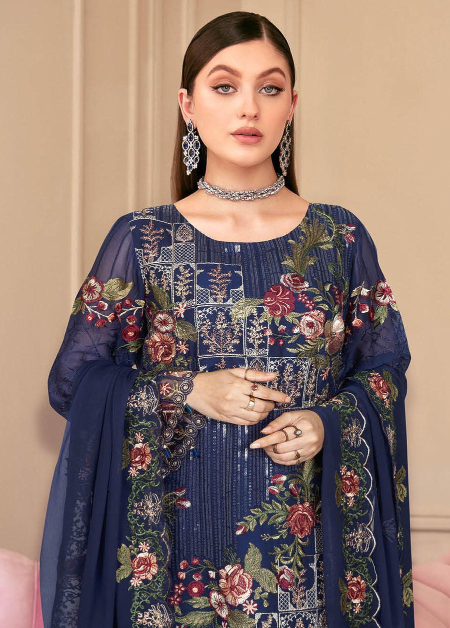 Ramsha Nayab Embroidered Chiffon Unstitched 3Pc Suit N-211