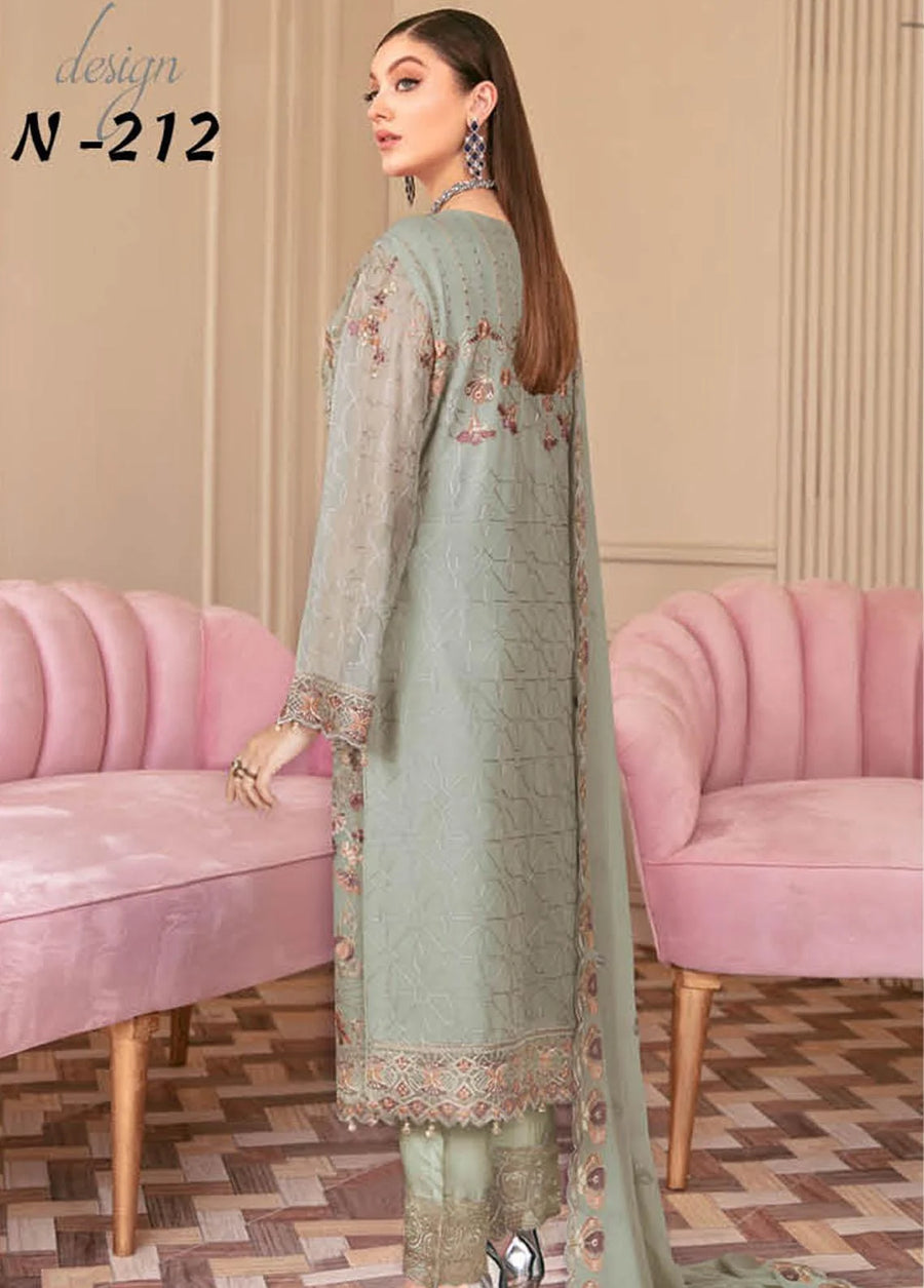 Ramsha Nayab Embroidered Chiffon Unstitched 3Pc Suit N-212