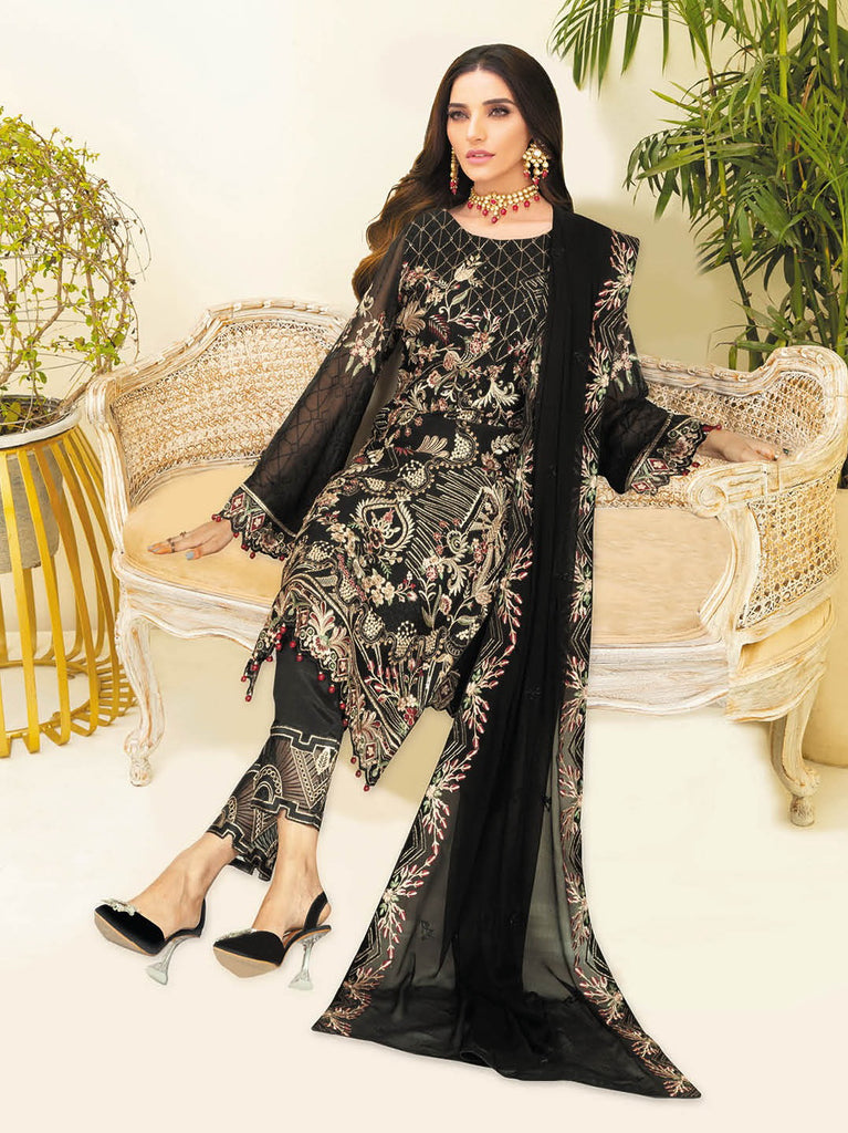 Ramsha Nayab Embroidered Chiffon Unstitched 3 Piece Suit N-301