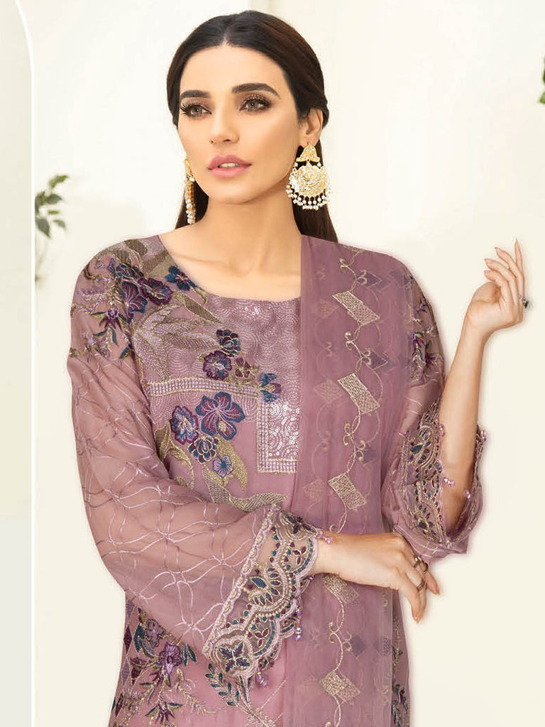 Ghazal by Ramsha Embroidered Lawn Unstitched 3 Piece Suit - G-305 - RM25GHZ3 - Purple - Summer Collection