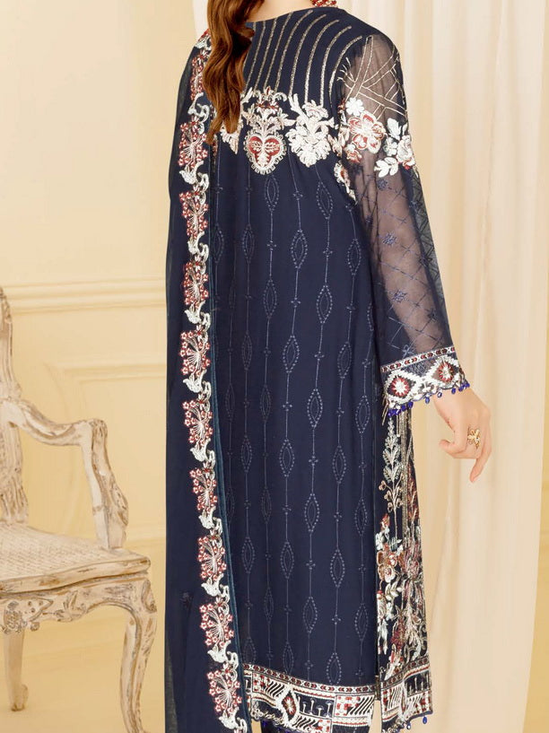 Ramsha Nayab Embroidered Weightless Chiffon Unstitched 3Pc Suit N-402