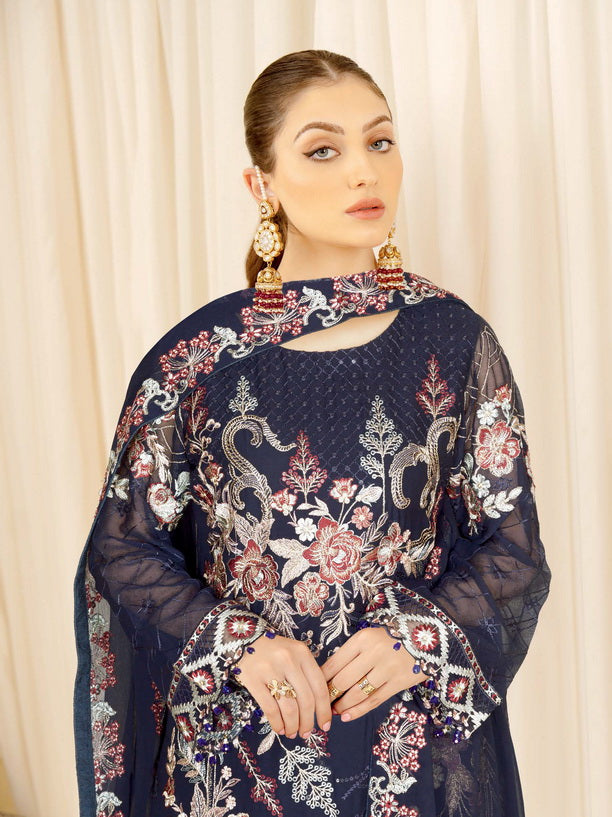 Ramsha Nayab Embroidered Weightless Chiffon Unstitched 3Pc Suit N-402