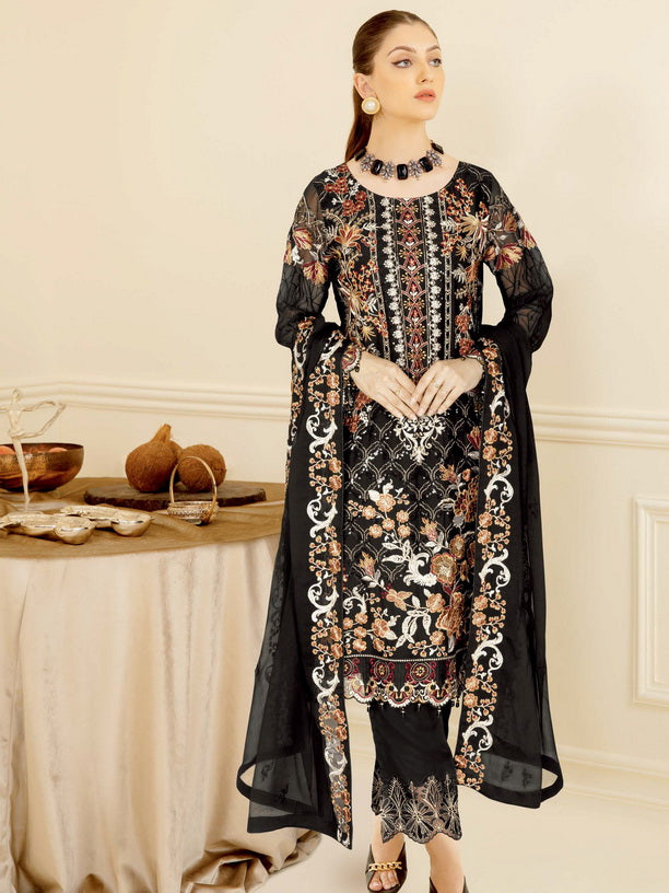 Ramsha Nayab Embroidered Weightless Chiffon Unstitched 3Pc Suit N-406