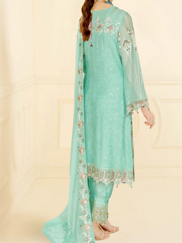 Ramsha Nayab Embroidered Weightless Chiffon Unstitched 3Pc Suit N-409
