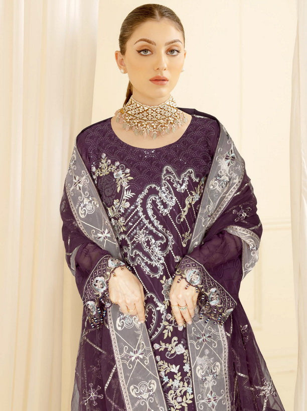 Ramsha Nayab Embroidered Weightless Chiffon Unstitched 3Pc Suit N-411