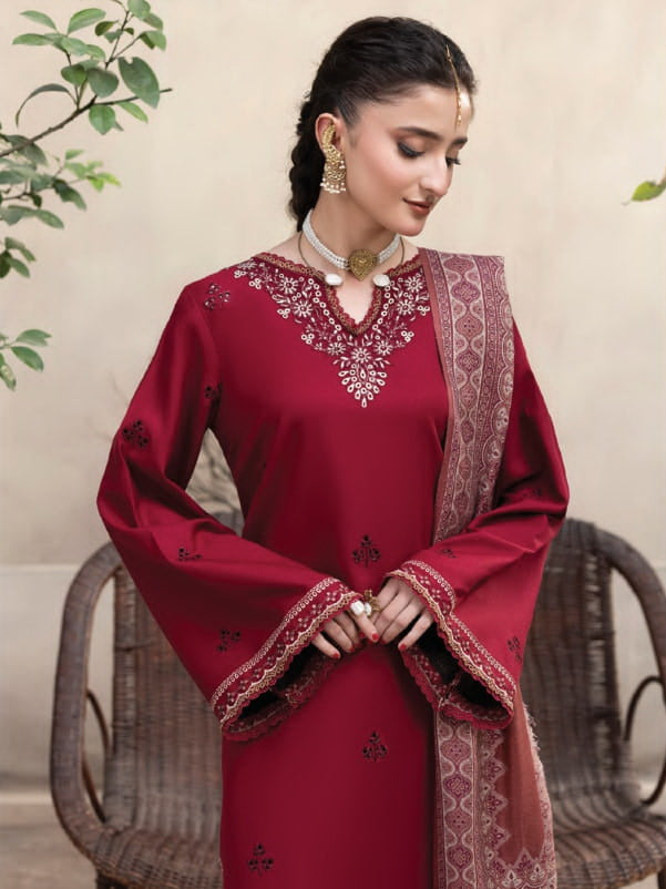 CELTS Nagar Vol-02 Premium Embroidered Dhanak Unstitched 3Pc Suit D-01