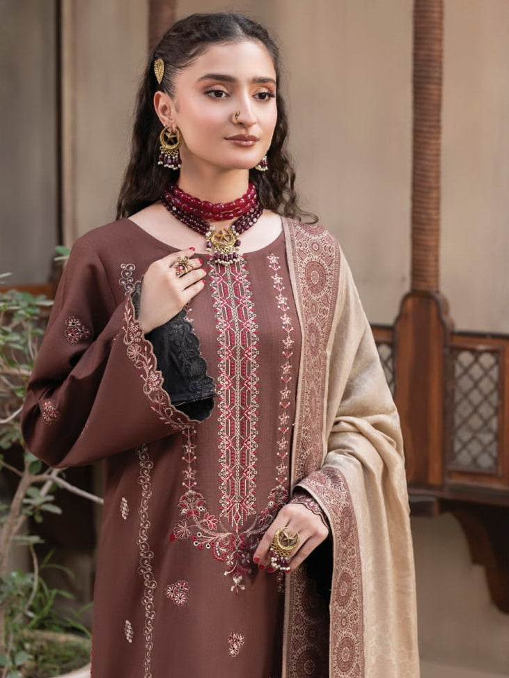 CELTS Nagar Vol-02 Premium Embroidered Dhanak Unstitched 3Pc Suit D-08