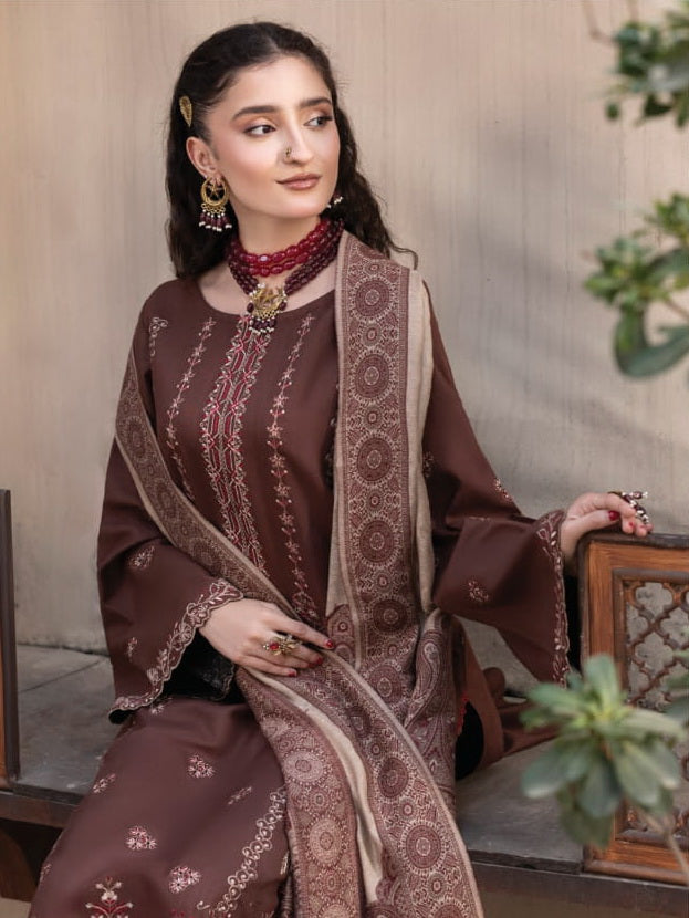 CELTS Nagar Vol-02 Premium Embroidered Dhanak Unstitched 3Pc Suit D-08