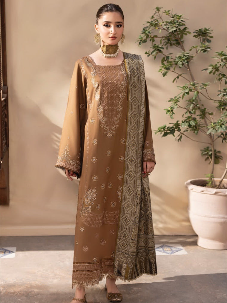 CELTS Nagar Vol-02 Premium Embroidered Dhanak Unstitched 3Pc Suit D-10
