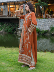 Faiza Faisal Hoor Embroidered Karandi Unstitched 3Pc Suit - NAIRA