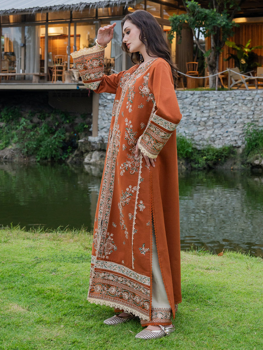 Faiza Faisal Hoor Embroidered Karandi Unstitched 3Pc Suit - NAIRA