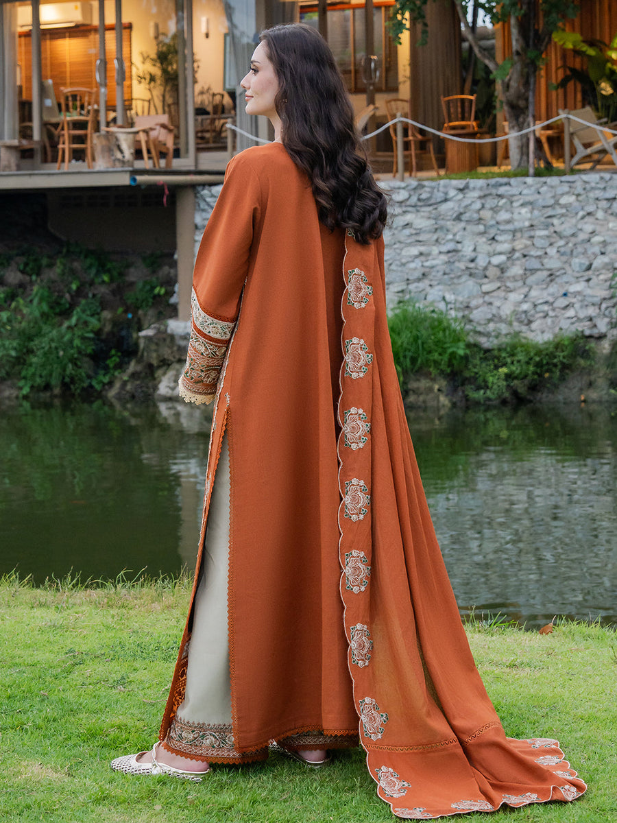 Faiza Faisal Hoor Embroidered Karandi Unstitched 3Pc Suit - NAIRA