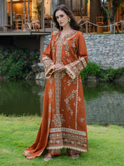 Faiza Faisal Hoor Embroidered Karandi Unstitched 3Pc Suit - NAIRA