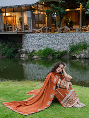 Faiza Faisal Hoor Embroidered Karandi Unstitched 3Pc Suit - NAIRA