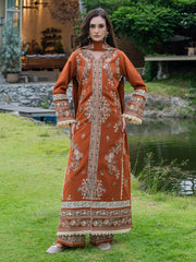 Faiza Faisal Hoor Embroidered Karandi Unstitched 3Pc Suit - NAIRA