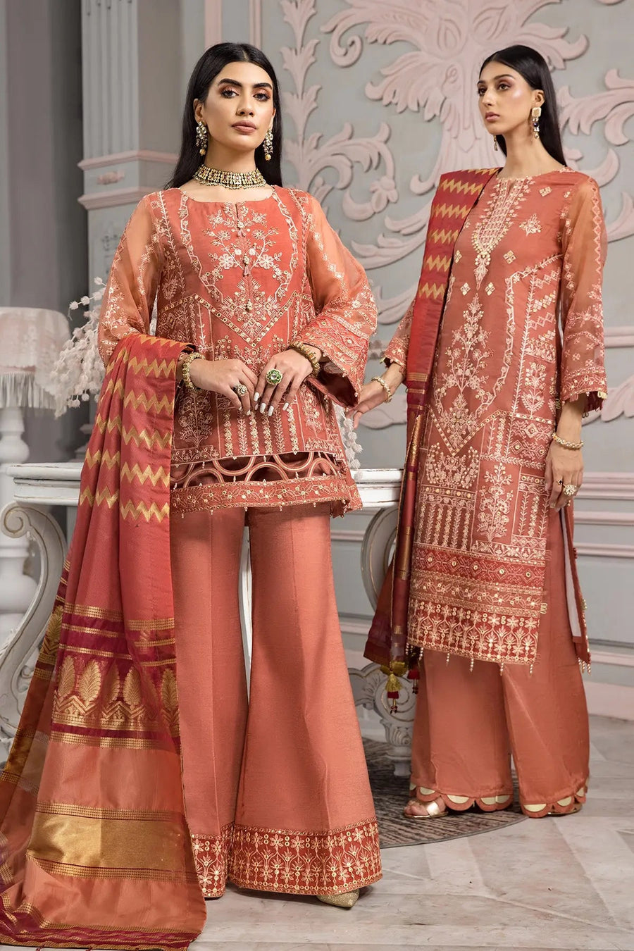 Alizeh Fashion Vasl-e-Meeras Unstitched Formal 3Pc Suit - 02 Naranj