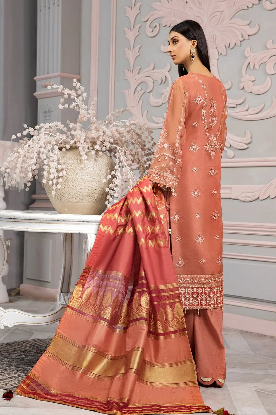 Alizeh Fashion Vasl-e-Meeras Unstitched Formal 3Pc Suit - 02 Naranj