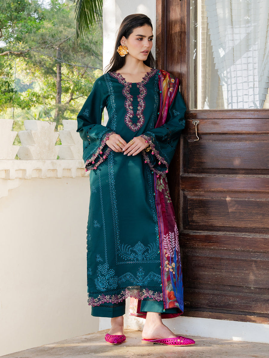 Dareen by IZEL Embroidered Luxury Lawn Unstitched 3Pc Suit - Nashmia